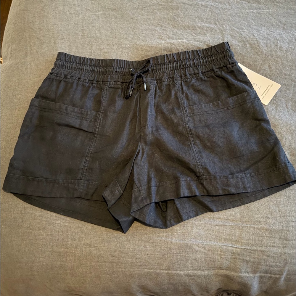 Athleta Charcoal Black Linen Shorts